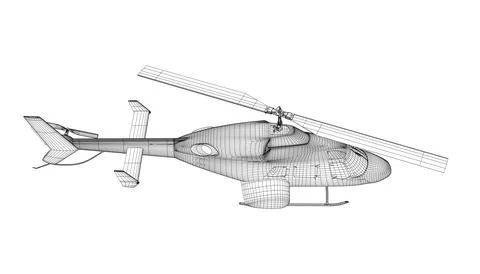 Helicopter detailed wireframe. Vector isolated on a white background. Adult Stock Illustration
