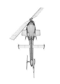 Helicopter detailed wireframe. Vector isolated on a white background. Adult Stock Illustration