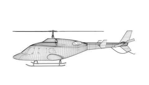 Helicopter detailed wireframe. Vector isolated on a white background. Adult Stockillustratie