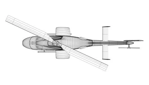 Helicopter detailed wireframe. Vector isolated on a white background. Adult Stockillustratie
