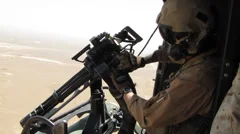 Silhouette of Helicopter Door Gunner Stock Video Pond5