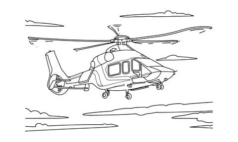 Helicopter Drawing line art vector illustration for coloring book. Stockillustratie