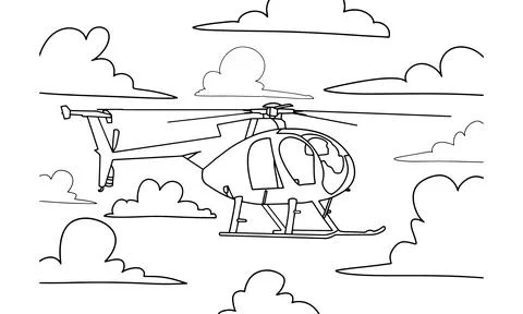 Helicopter Drawing line art vector illustration for coloring book. Иллюстрация