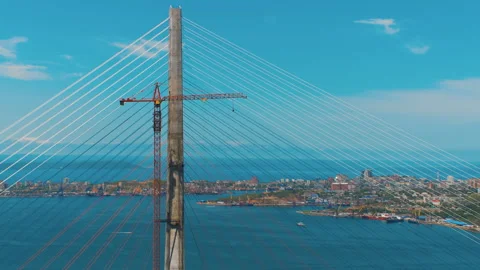 Helicopter ( drone, quadcopter ) flies over the coastal city, the sea, houses  Stock Footage 92202104