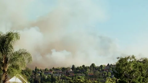 Helicopter dropping water on fire 4 Video stock 54642569
