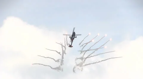 Helicopter flares display 스톡 동영상 24961639