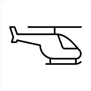 Helicopter flat icon. Pictogram for web. Line stroke. Isolated on white backg Stock Illustration
