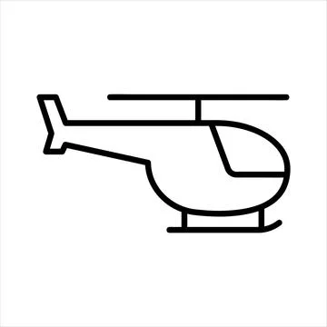 Helicopter flat icon. Pictogram for web. Line stroke. Isolated on white backg Stock Illustration