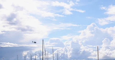 Helicopter Flies Along The Frame Stock-Footage 111789275