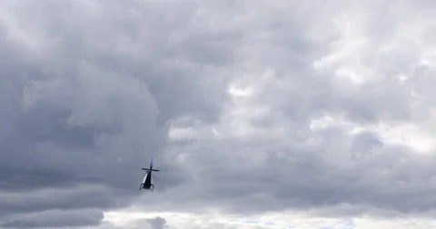Helicopter Flies Along The Frame Stock Footage 111789286