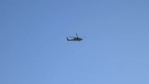 Helicopter flight in 4k slow motion Stock Footage 87349513