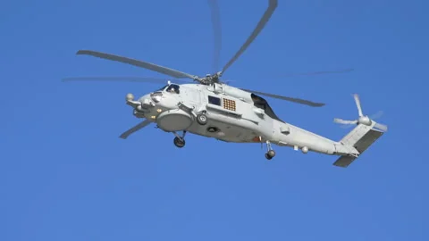 Helicopter flight in 4k slow motion Stock Footage 91959941