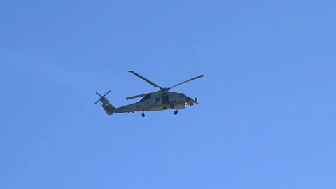 Helicopter flight in 4k slow motion Stock Footage 91960272