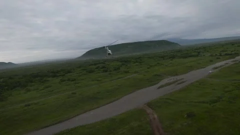 Helicopter flight against the backdrop of nature. Footage. Drone footage of a Vidéo 255835285