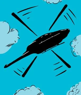 Helicopter in flight cartoon Stock Illustration