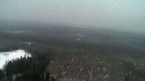 Helicopter flight over snow-covered forest Stock Footage 52977676
