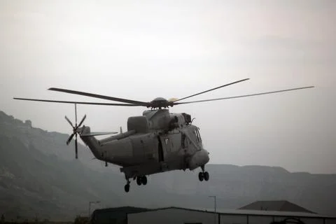 Helicopter in flight Stock Photos