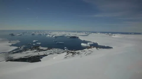 Helicopter flight upon ice gulf in Antarctica Stock Footage 10818525