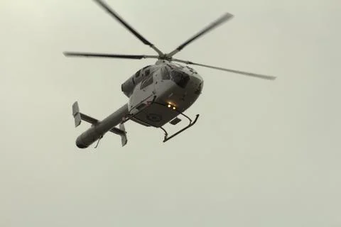 Helicopter, floating in the sky 库存照片