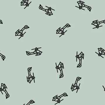Helicopter fly transport line vector seamless pattern Stock Illustration
