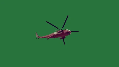 A helicopter flying in the air on green screen and animated chromakey Stock Footage 335977796