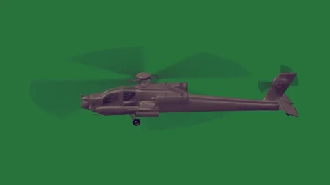 A helicopter flying in the air on green screen and black illustration Stock Footage 337340797