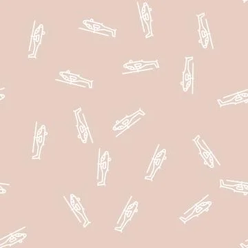 Helicopter flying army machine line seamless pattern Stock Illustration