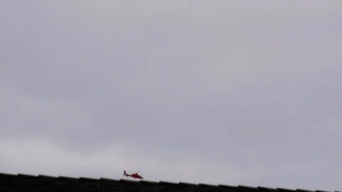 Helicopter Flying Cloudy Sky Stock Footage 89771685
