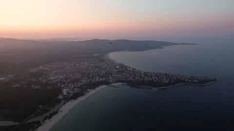 Helicopter flying during sunset Stock Footage 143965680