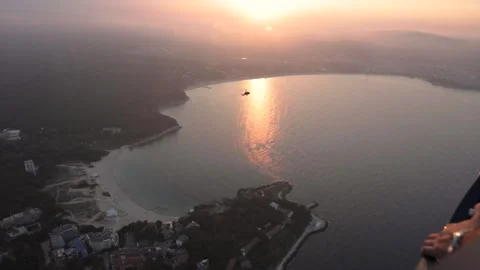 Helicopter flying during sunset Stock Footage 143965719