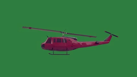 A helicopter is flying on green screen and red over through illustration Stock Footage 336051464