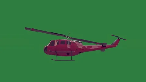 A helicopter is flying on green screen and red over through style movement Stock Footage 336053982