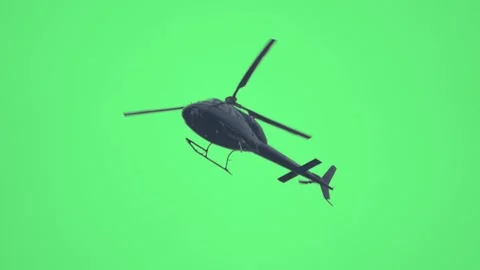 Helicopter flying on green screen low angle camera. Stock Footage 241716012