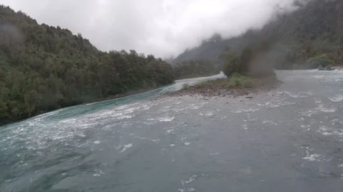 Helicopter Flying Low Through a River 3 Video stock 105418738
