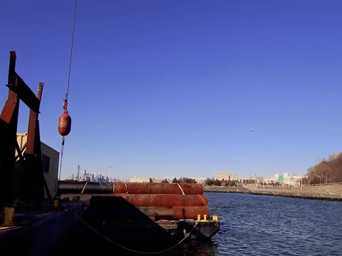 Helicopter Flying Over Hudson River 스톡 동영상 73612491