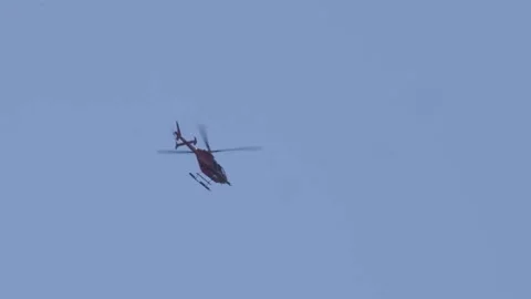 Helicopter Flying Over Hudson River Video stock 306963892