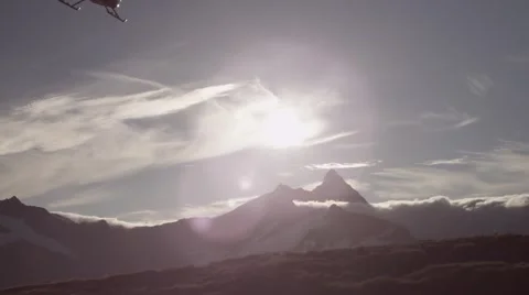 Helicopter flying over landscape Stock Footage 65885988