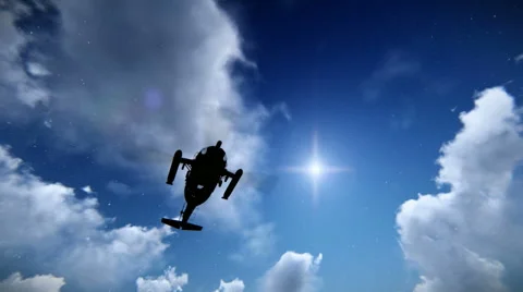 Helicopter flying over a mountain Stock Footage 40843290