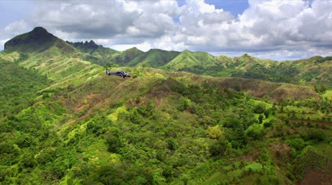 Helicopter Flying over the Mountain Ranges of Palawan Philippines Video stock 25878497