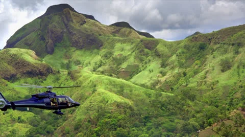 Helicopter Flying over the Mountain Ranges of Palawan Philippines Video stock 25878499
