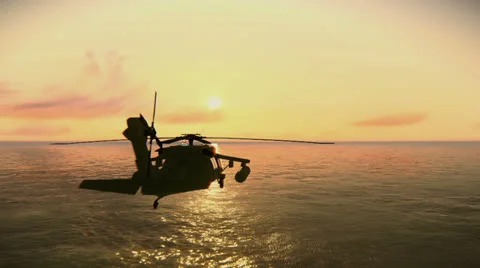 Helicopter flying over the ocean Stock Footage 25302534