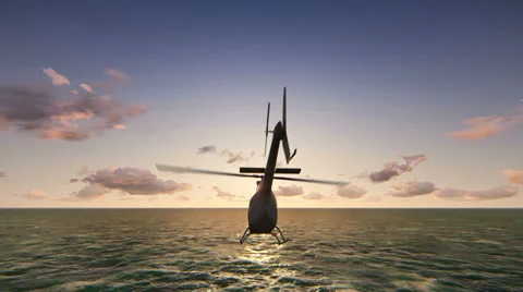 Helicopter flying over a ocean Video stock 38045885