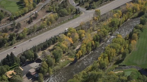 Helicopter flying over river Stock Footage 96560536