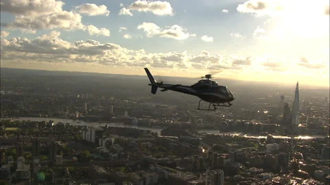 Helicopter flying over the river Thames and the City of London. Stock Footage 278038157
