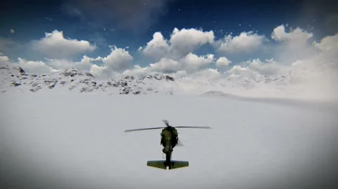 Helicopter flying over the snow Stock-Footage 41336822