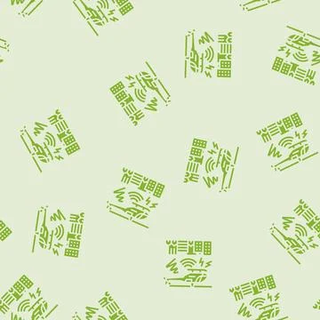 Helicopter flying overhead sound waves radiating glyph seamless pattern Stock Illustration