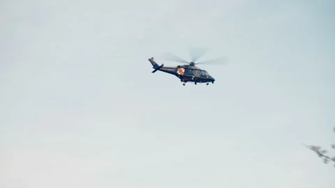 Helicopter Flying pass Cherry Blossoms Stock Footage 172246882