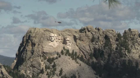 Helicopter Flying Pass Mount Rushmore Stock Footage 198097664