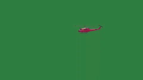 A helicopter flying in the sky on green screen and over through air red Stock-Footage 335696989