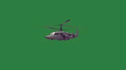 A helicopter flying in the sky on green screen and through air figure Stock Footage 335993317